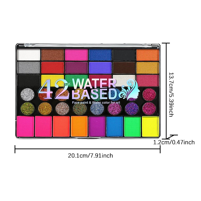 Painted 42 Colors Face Paint Kit for Kids Non Toxic Water - Halloween Makeup - product image 7