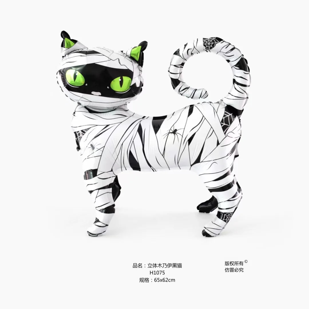 Halloween party decoration with black cat, aluminum foil balloons, 4D - product image 8
