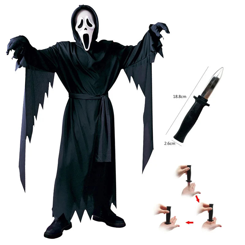 Hooded White Ghost Horror Costume with Mask - product image 11