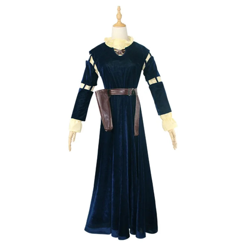Brave Princess Merida Halloween Costumes for Adults Women Movie Costume Princess Dressfor - green / S