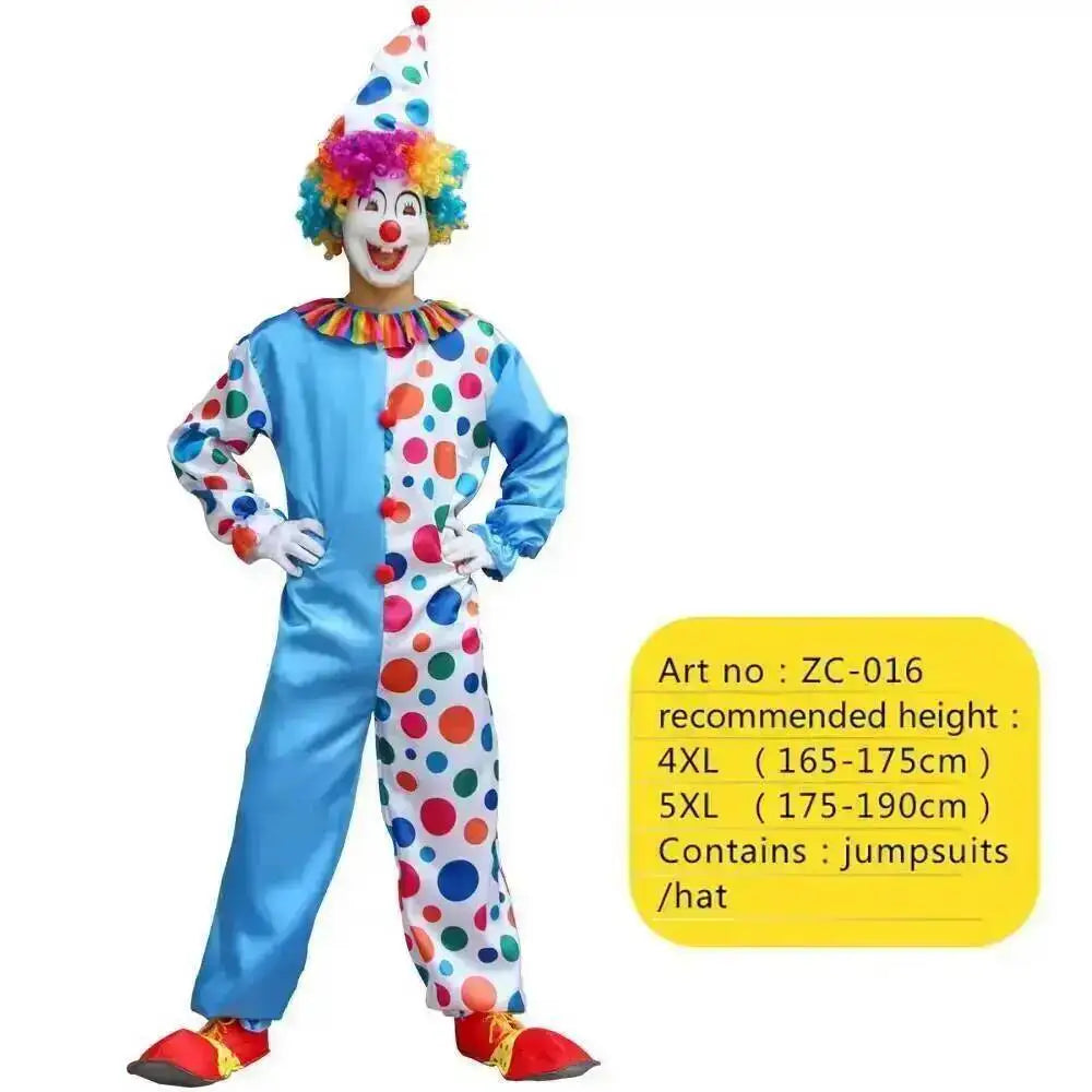Adults Clown Costumes Joker Bodysuit for Men Magician Performance Fancy Halloween Outfits - Zc-020 / 4xl height165-175cm
