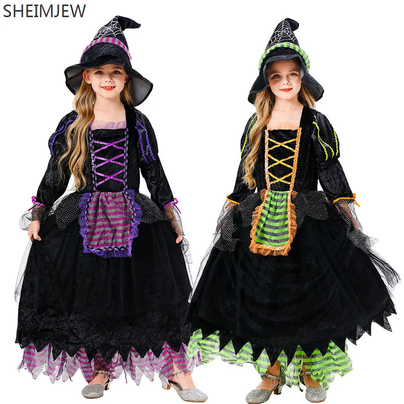 New Halloween Children Witch Cosplay Costume Girl Outfit Kid Evil Witch Campus Showing Dress Up - product image 1