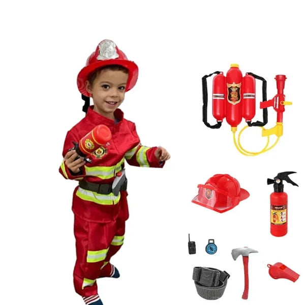 Halloween Costume Kids Firefighter Uniform Kids Sam Fireman Role Work Suit Boy Girl - 2 / 110