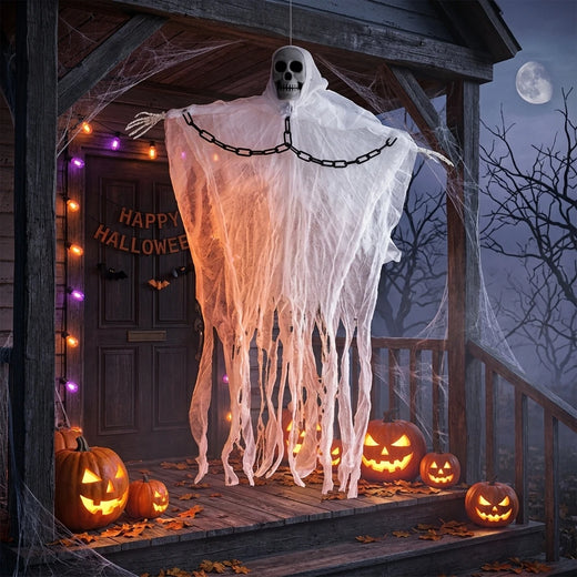 Halloween Hanging Ghost Skull Skeleton Gauze Scary Props Haunted House Outdoor Yard Garden Horror Decoration - product image 1