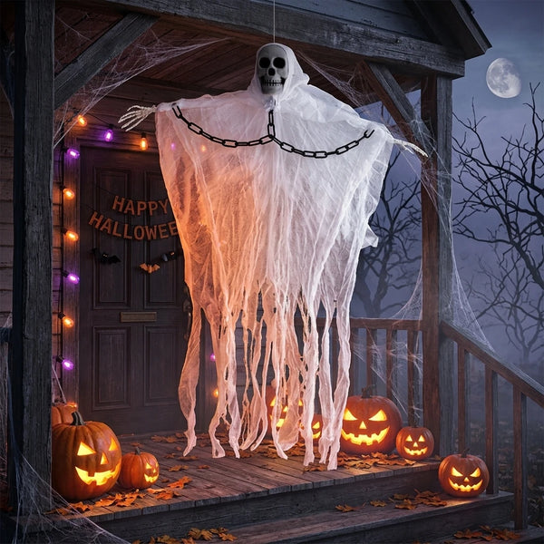 Halloween Hanging Ghost Skull Skeleton Gauze Scary Props Haunted House Outdoor Yard Garden Horror Decoration - product image 1