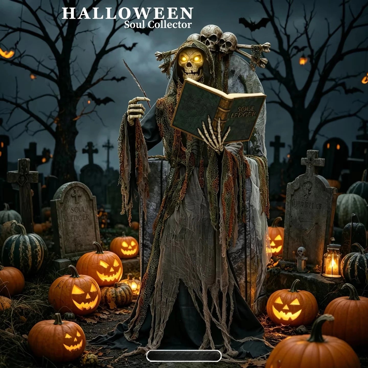 Animatronics Decoration Large Mechanical Soul Reaper Skeleton Light