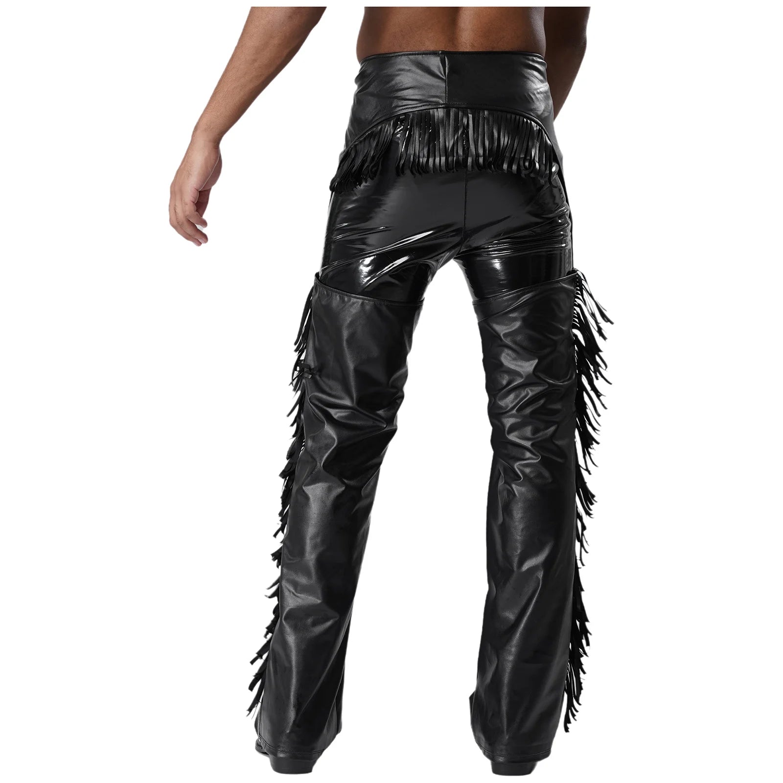 Men's Cowboy Western Show Chaps Motorcycle Faux Leather Costume - alternate view 3