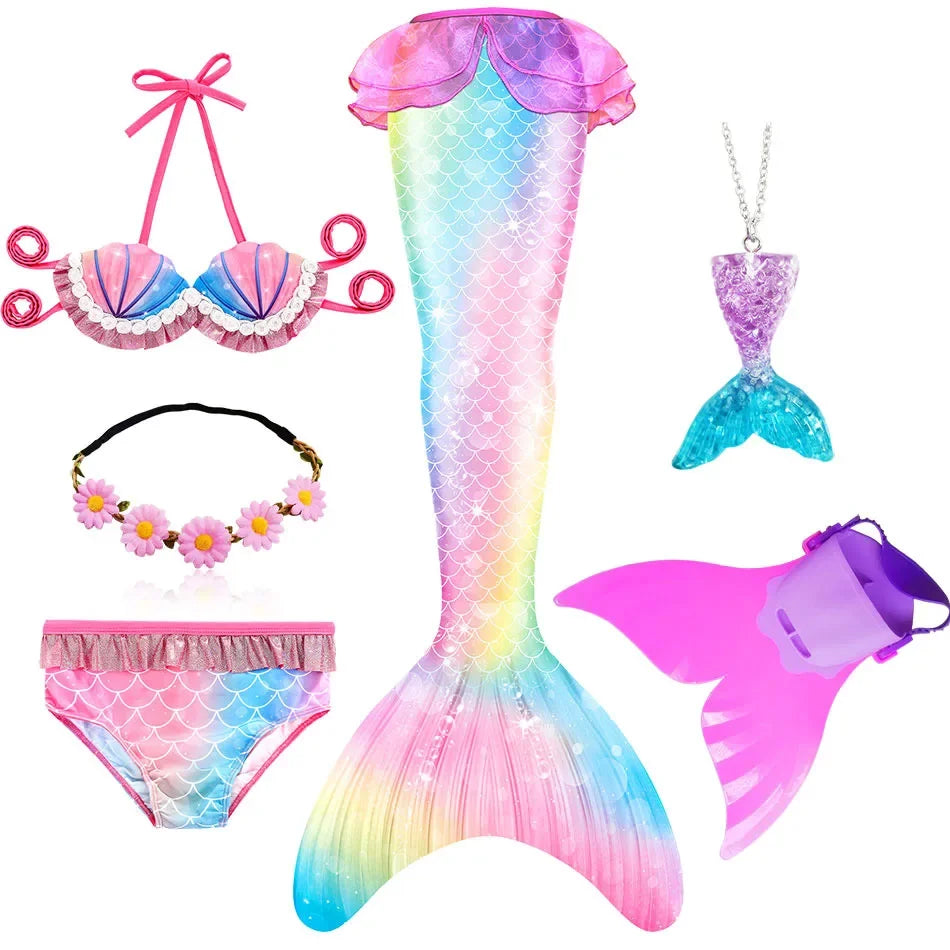Mermaid Princess-Inspired Tail Memaid Swimsuit Bikini Bathing Suit Costume Girls Can