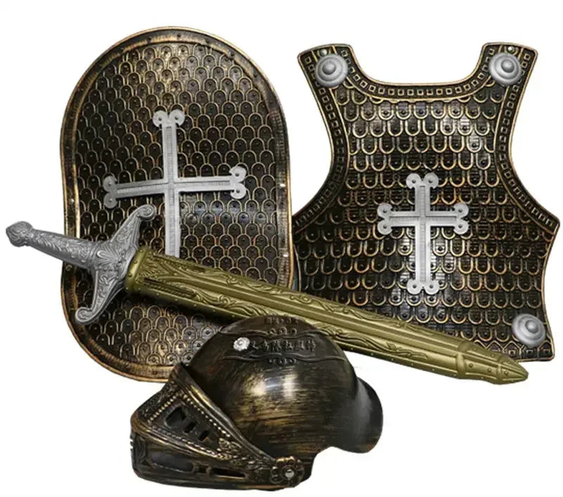 4pcs/set Kid Size Hero Knight/Gladiator Warrior Suit Armor Shield Sword Costume