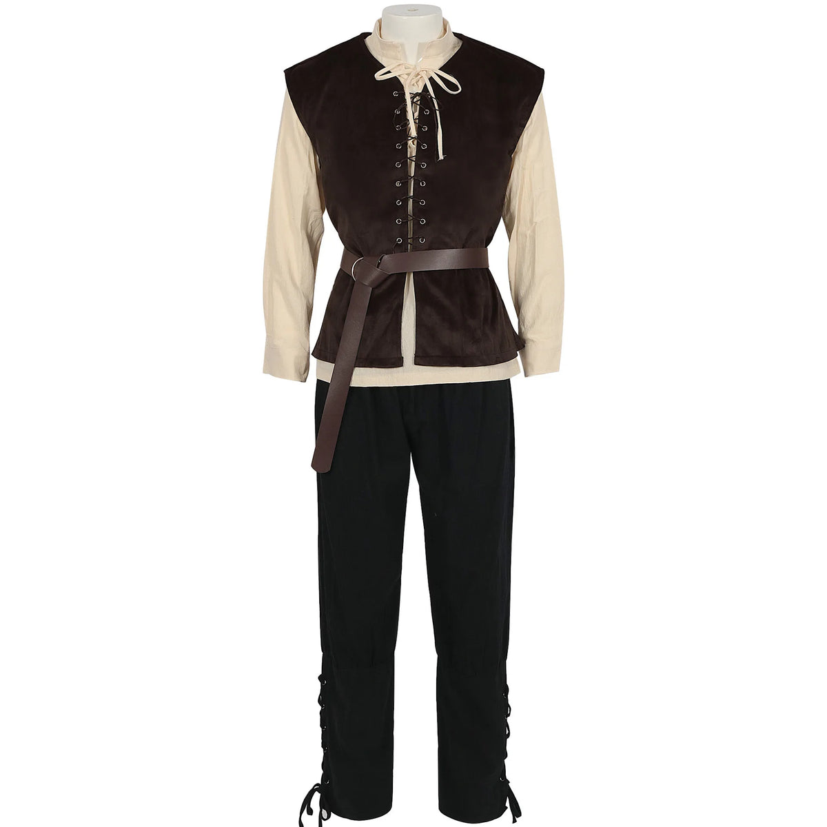Men's Medieval Renaissance Vest Shirt Ankle Banded Pants Viking Halloween Costume - product image 2