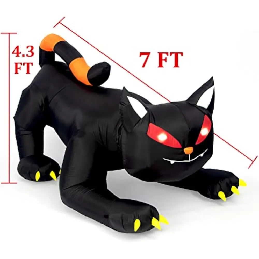 Halloween Inflatable 1.8m Black Cat Toy Shakes Head Ghost LED Lights Indoor Outdoor Yard Airblown Decoration - product image 6