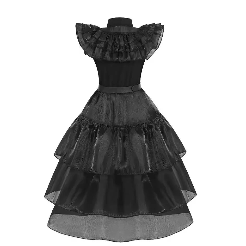 Girls Halloween Costume Black Gothic Costume Kids Up - 3 PCS C / 5-6T(130)