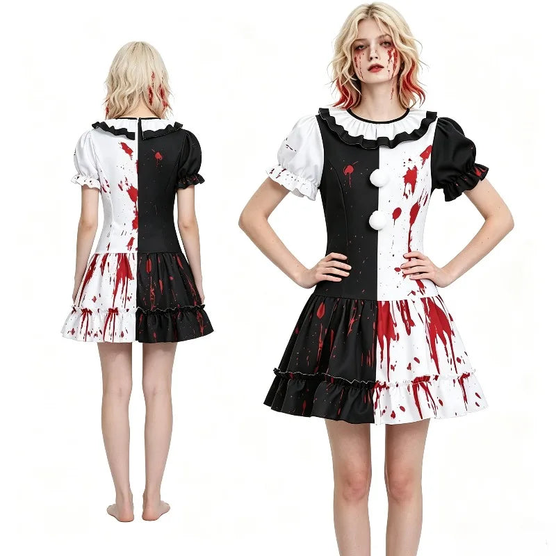 Women's Bloody Clown Halloween Costume Dress