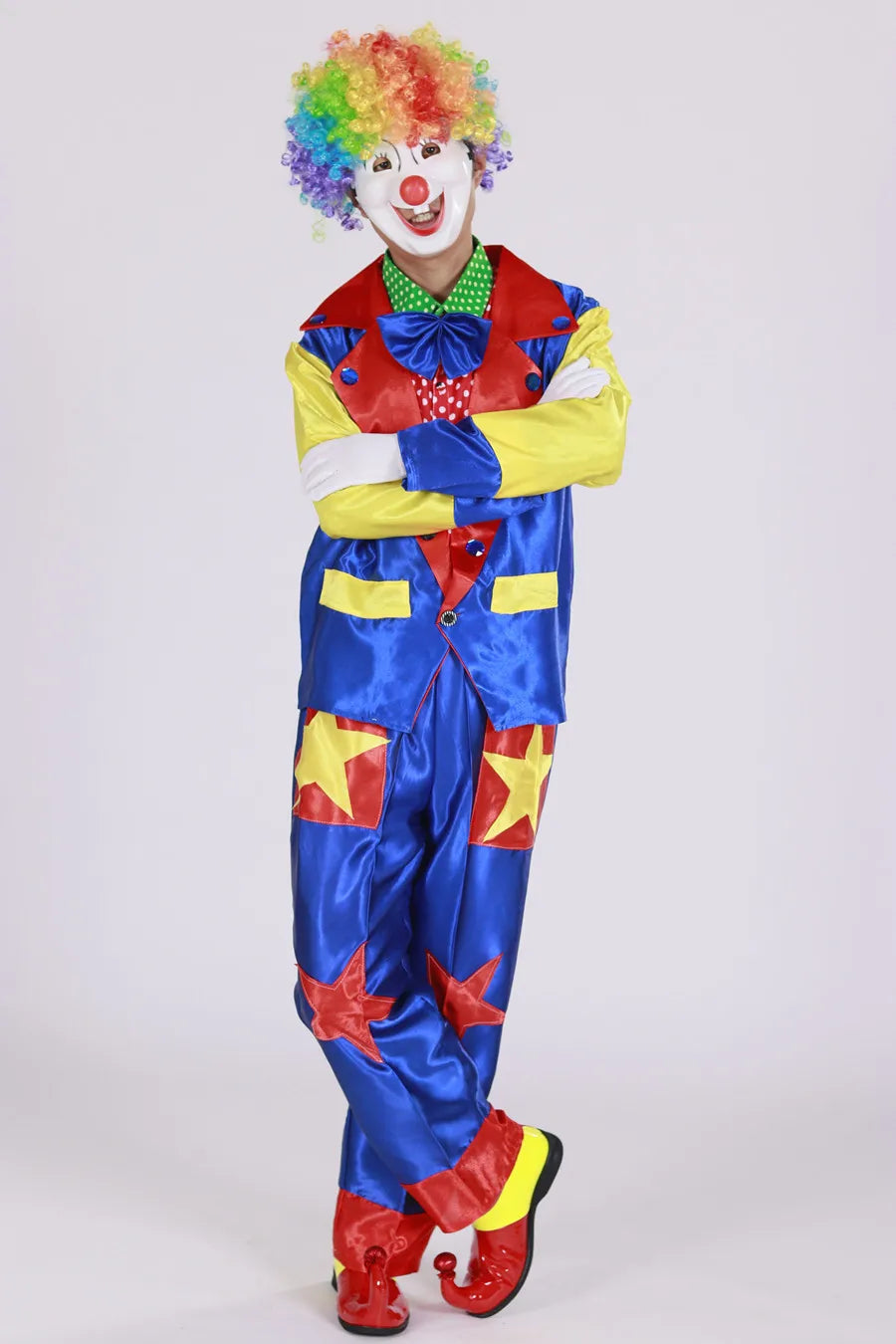 Colorful Clown Costume for Men Club Circus Halloween Joker Suit Performance Suit - 2 / XL