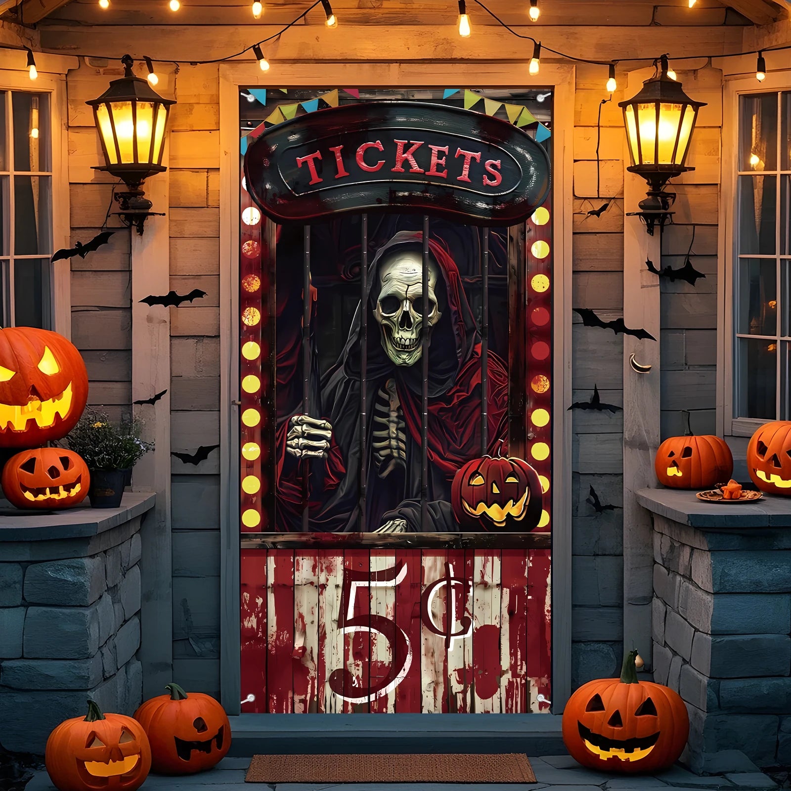 Halloween Door Decorations Halloween Door Cover Evil Circus Bloody Backdrop - product image 2