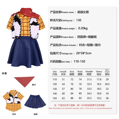 Adult Woody Jessie Cosplay Costume Kids Anime Cosplay Cowboy Bo Peep Buzz Toy Character Halloween Birthday Party Fancy Dress