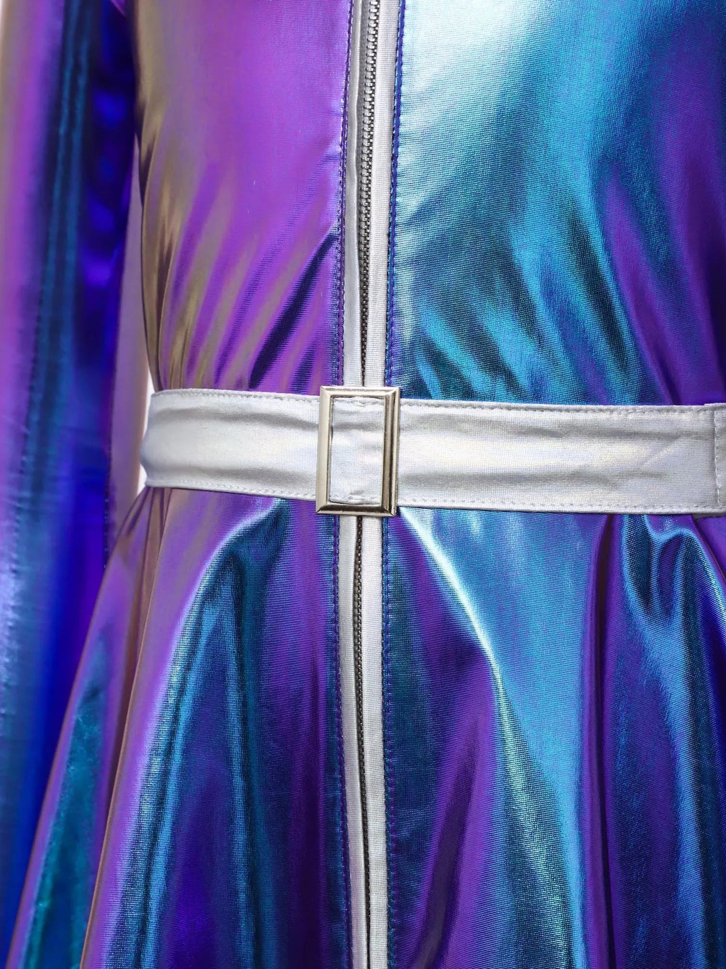 Kids Halloween Alien Costume Girls Metallic Shiny Zipper A-line Tutu Dress for Outer Space Robot Astronaut - product image 4