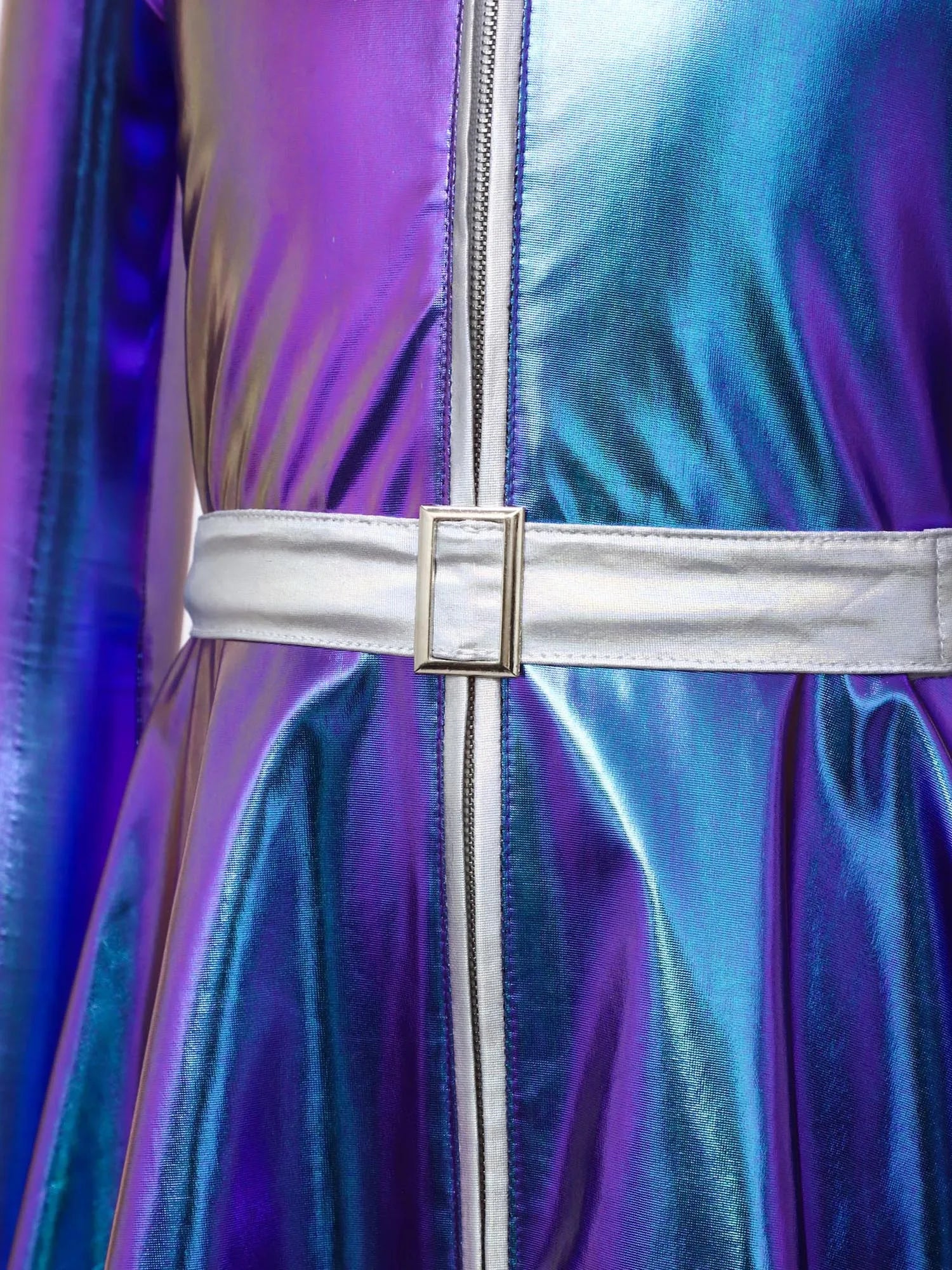 Kids Halloween Alien Costume Girls Metallic Shiny Zipper A-line Tutu Dress for Outer Space Robot Astronaut - product image 4