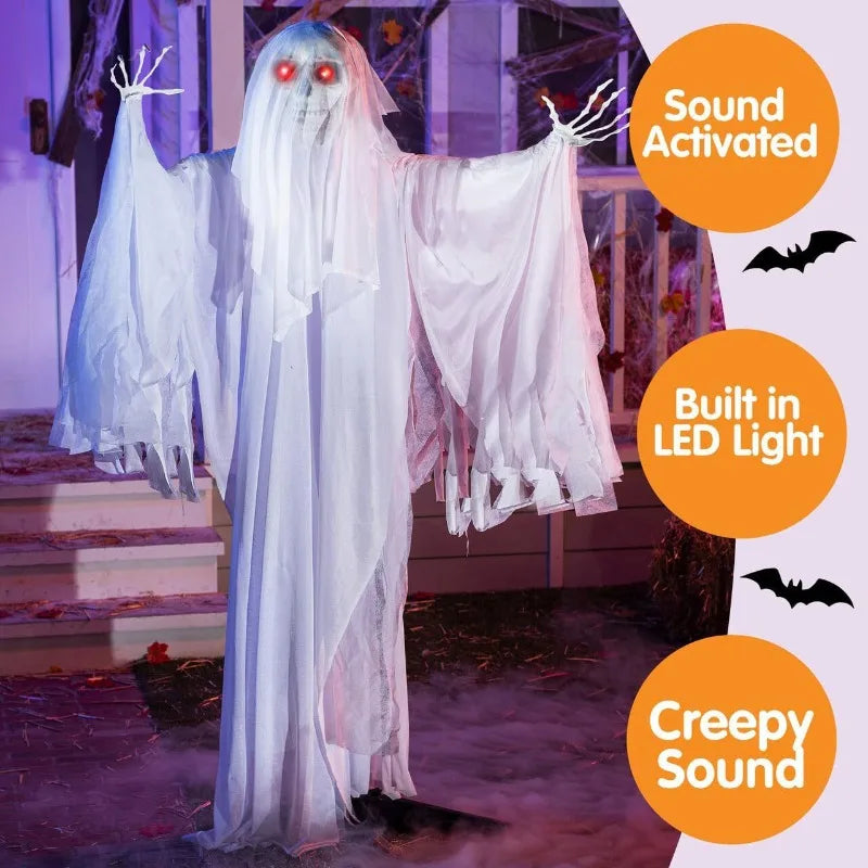 Halloween Voice Controlled Luminous Sound Standing Swinging Ghost 5.6 Ft Terrifying Venue Decoration and Props