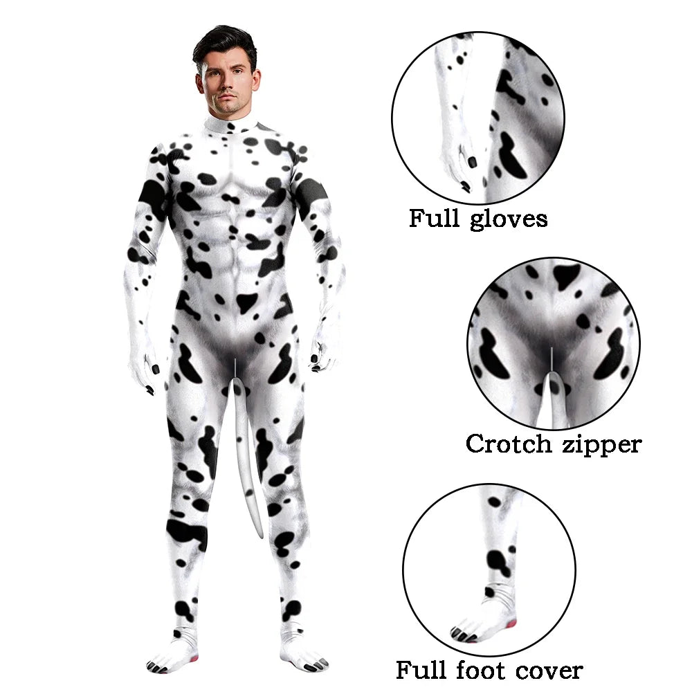 Full Cover Elastic Zentai Pet Suit Jumpsuit Print Catsuit Bodysuits Tail Purim Pet - 1016 / M