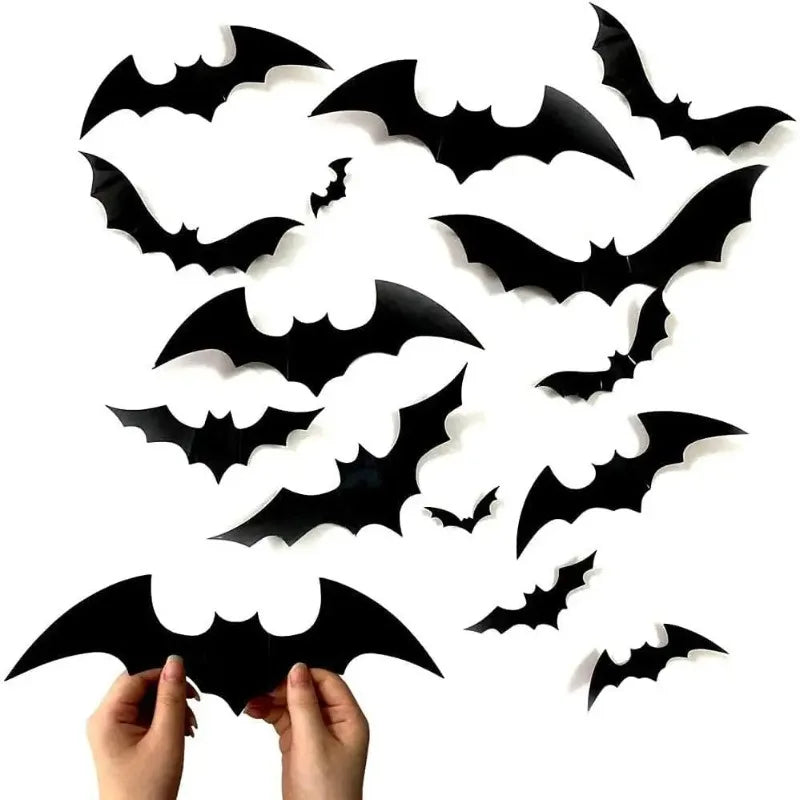 3D light-up Halloween bat wall decorations with purple LED glow