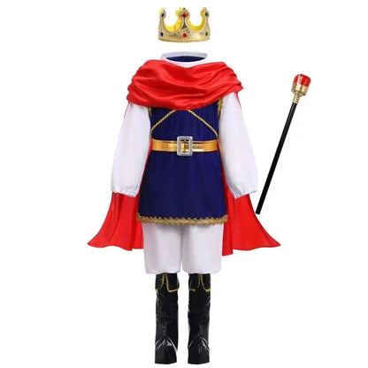 7 Pieces King Costume Medieval Royal Red Prince Full Set Outfits Halloween Up Costume - 003 / 120