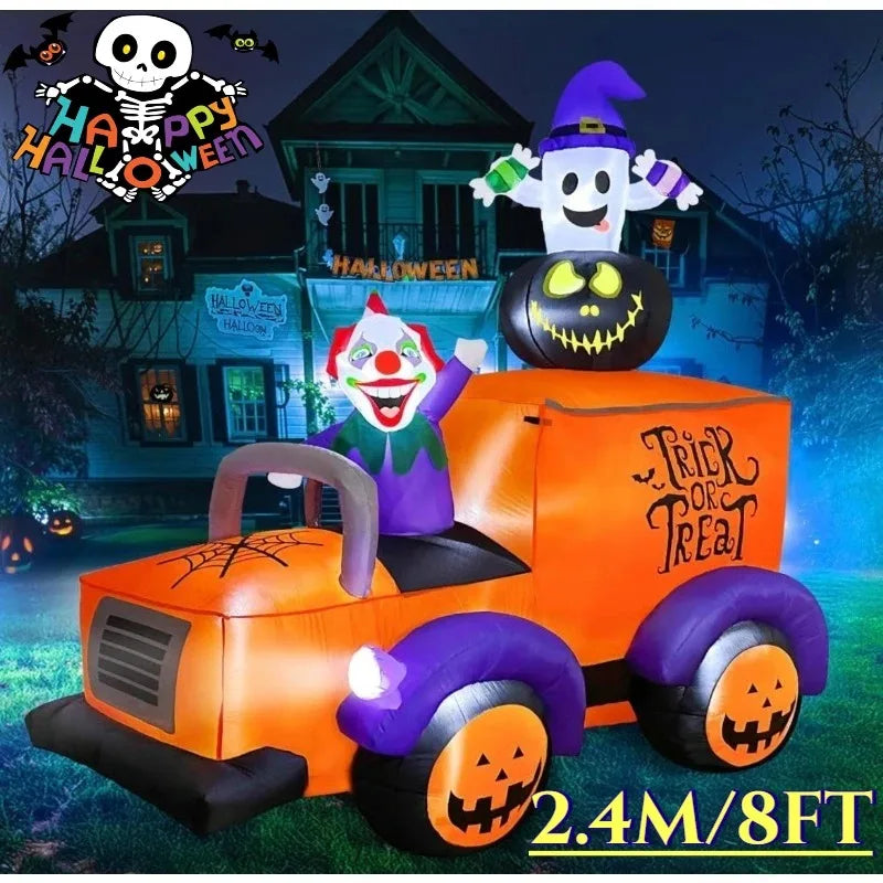 8FT & Holiday DIY Decorations Inflatables Clown Ghosts Truck Built-in