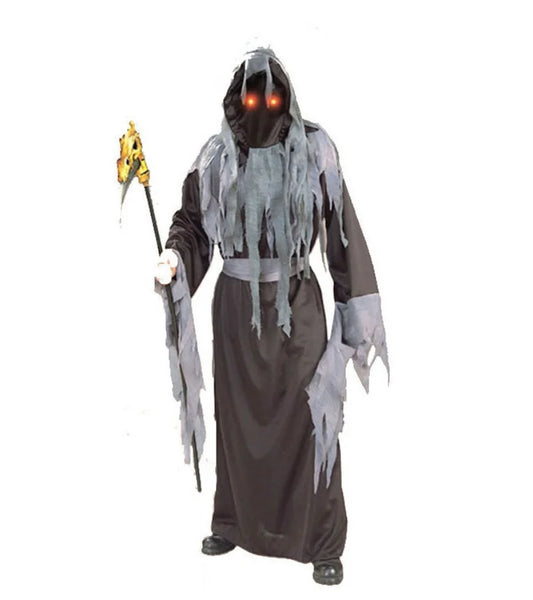 Halloween Grim Reaper Devil Adult Men Costume Killer Costume with Mask for Halloween Stage - Gray / One Size