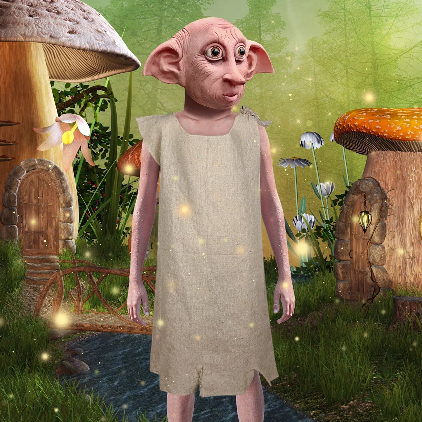 Dobby Costume Mask Elf Halloween Costume Elf Ears Full Head Props Kids Cos Mask and - View 5