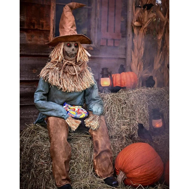 Scary Sitting Scarecrow Animatronic Pop up Motion Halloween Decoration - product image 3