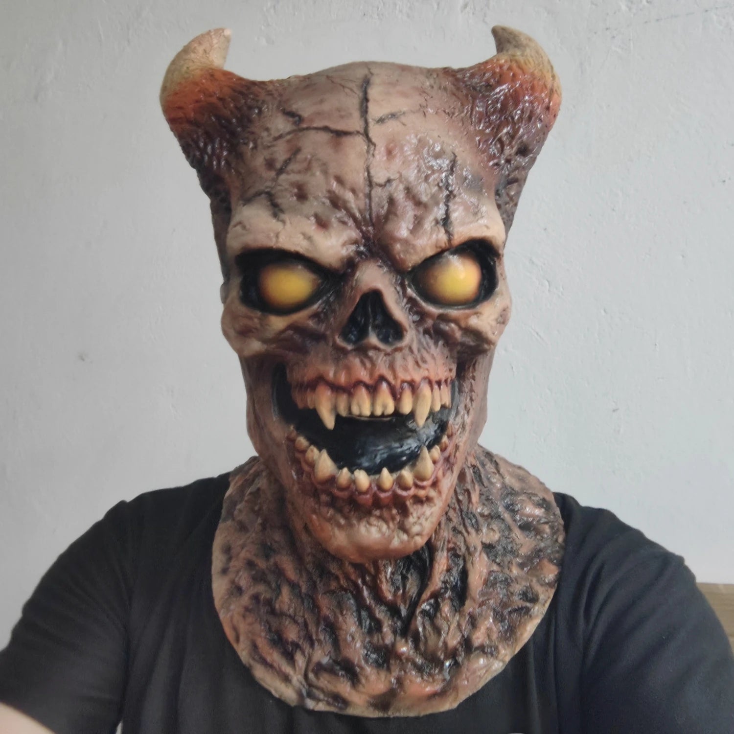 Scary Halloween Demon Mask with Horns Latex Evil Skull Face Costume Prop Creepy - product image 2