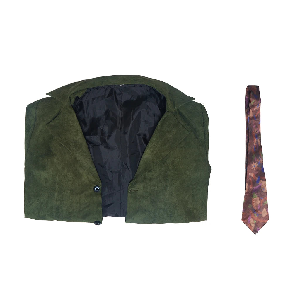 Game Disco Elysium Costume Harrier Du Bois Costume Green Coat with Tie Halloween Harry - green / Custom size