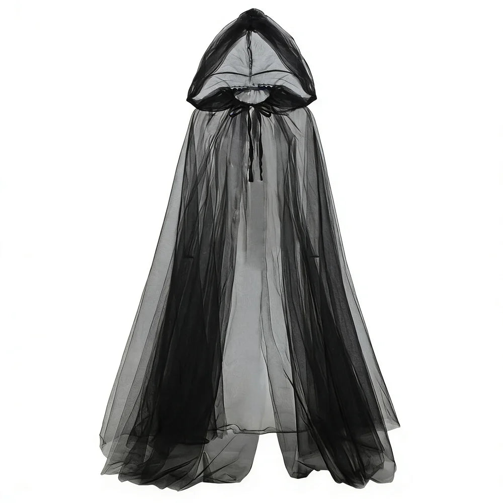 Black Bridal Shawl Witch Cosplay Cloak Halloween Cape Game Party Costume Props Holiday Dress Up Vampire - product image 6