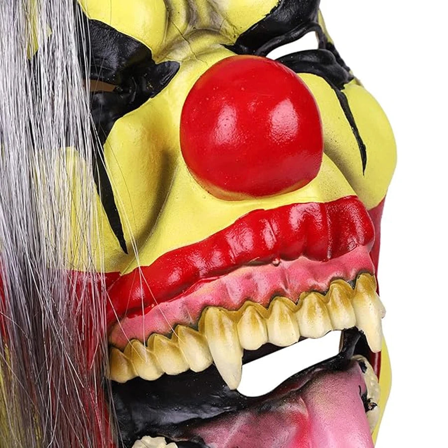 Halloween Mask – Green Horror Clown Mask with Hair, Terrifying Halloween Costume Face Mask for AdultsParty