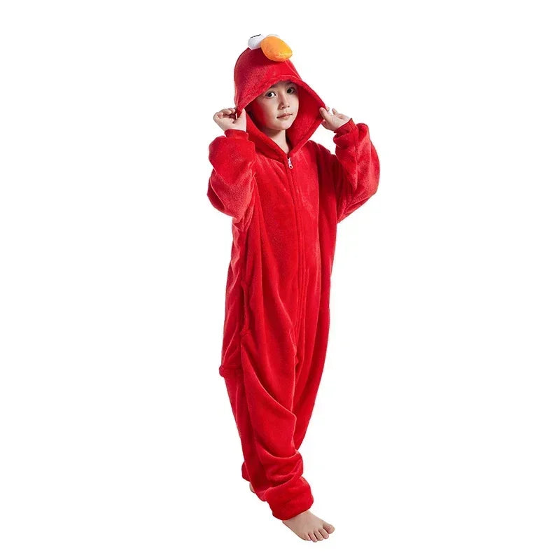 Red Furry Monster Onesie Costume for Kids – Halloween Costume
