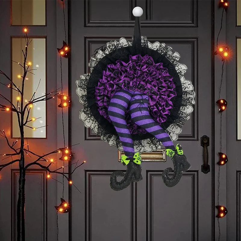 Witch Hat & Legs Halloween Door Wreath