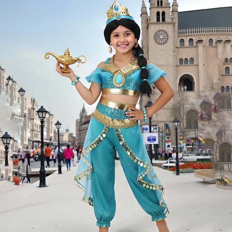 Jasmine-Inspired Princess Costume for Girls | Arabian Dress-Up Set