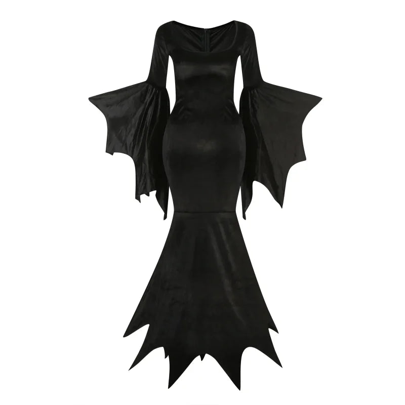 Women's Witch Costume Retro Black Gothic Morticia Mermaid Dress Women's Halloween Carnival Vampire Bride Role - product image 4