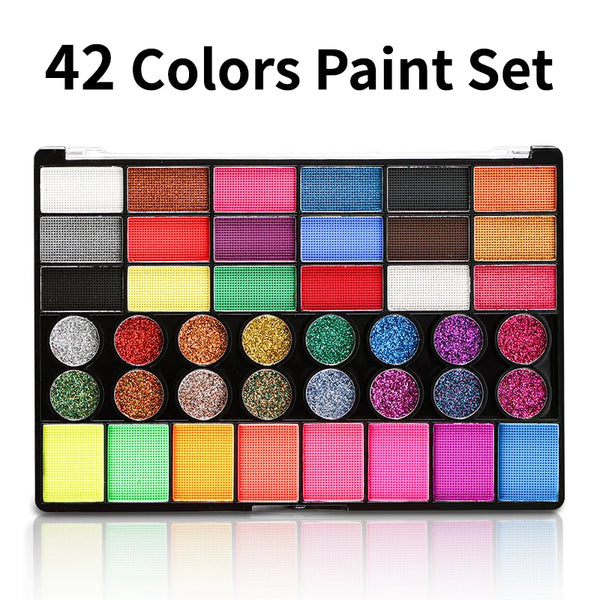 42 Color Face Painting Kit for Adults Water Activated Paint - Halloween Makeup
