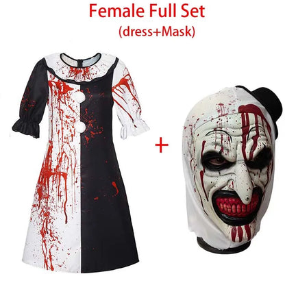 Art the Clown Costume ‌Terrifierr 3 Bloody Outfits Killer Clowns Jumpsuits for Halloween - Female Full Set / XL