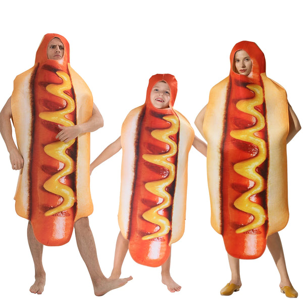 Adult Kids Funny 3D Print Food Sausage Hot Dog Costumes Halloween Men Women Family One-Piece Costume Carnival - product image 1