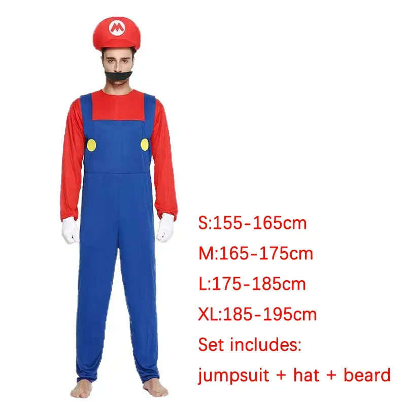 Mario & Luigi-Inspired Adult Plumber Cosplay Costume Set - Women Yellow L