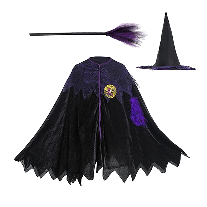 Kids' Witch Halloween Dress & Magic Hat Costume Set - product image 12