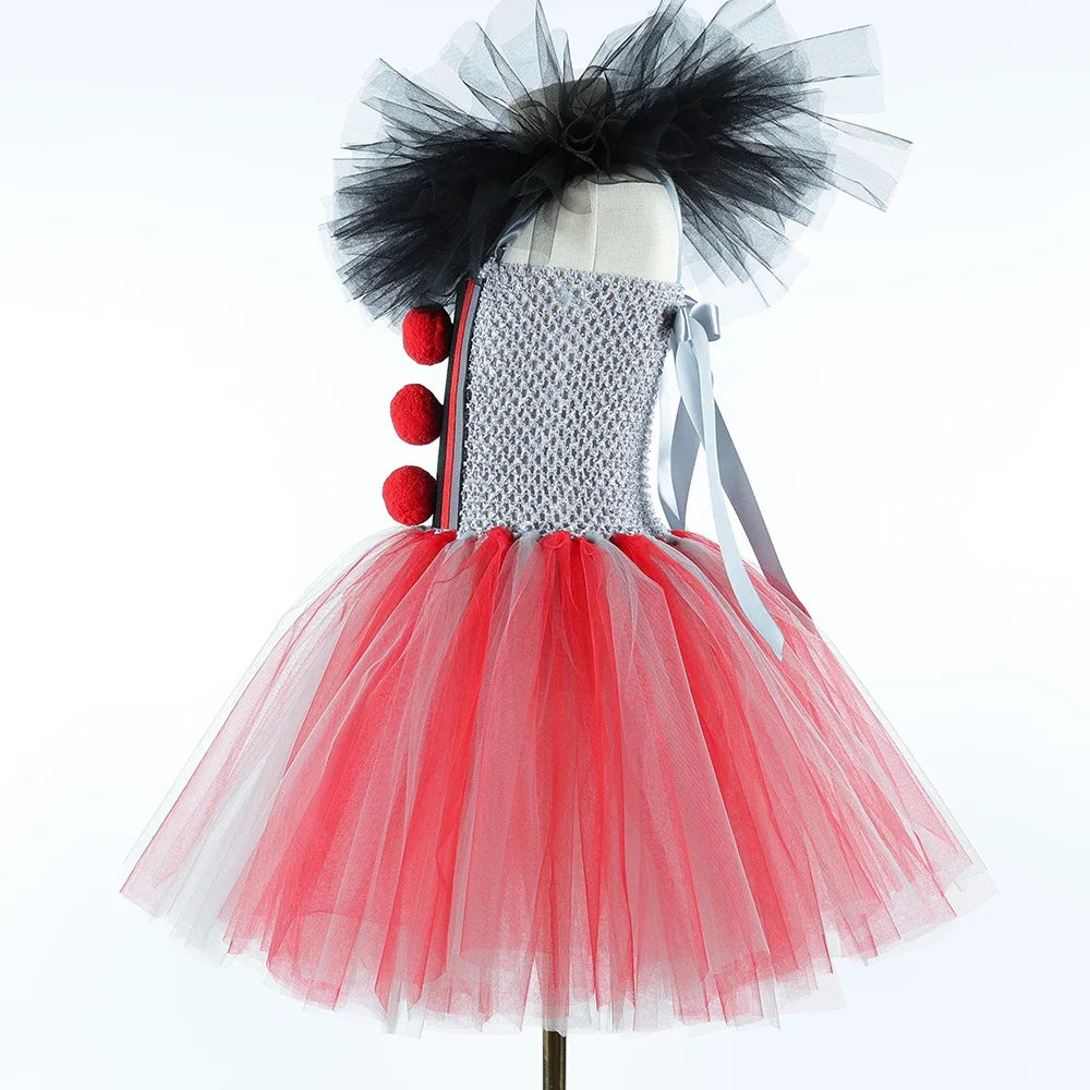 Scary Killer Clown Costume for Girls Halloween Tutu Dress Outfit Creepy Joker Costumes - Only 1pcs Dress / 9