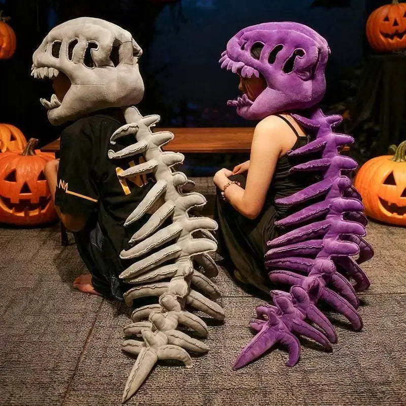 Dinosaur Skeleton Funny Headgear Plush Hat Male Cosplay Doll Funny Skeleton Gray Purple Grass Green Halloween - product image 1