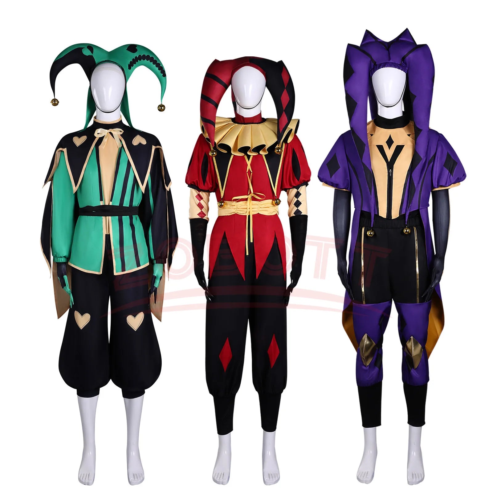 Circus Pierrot Harlequin Costume Unisex Clown Uniform for Halloween Cos Game Outfits - Set 2 / M