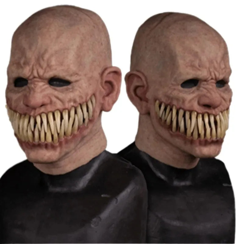 Horror Sharp Teeth Masks Latex Big Mouth Teeth Chompers Costume Creepy Monster Mask - long
