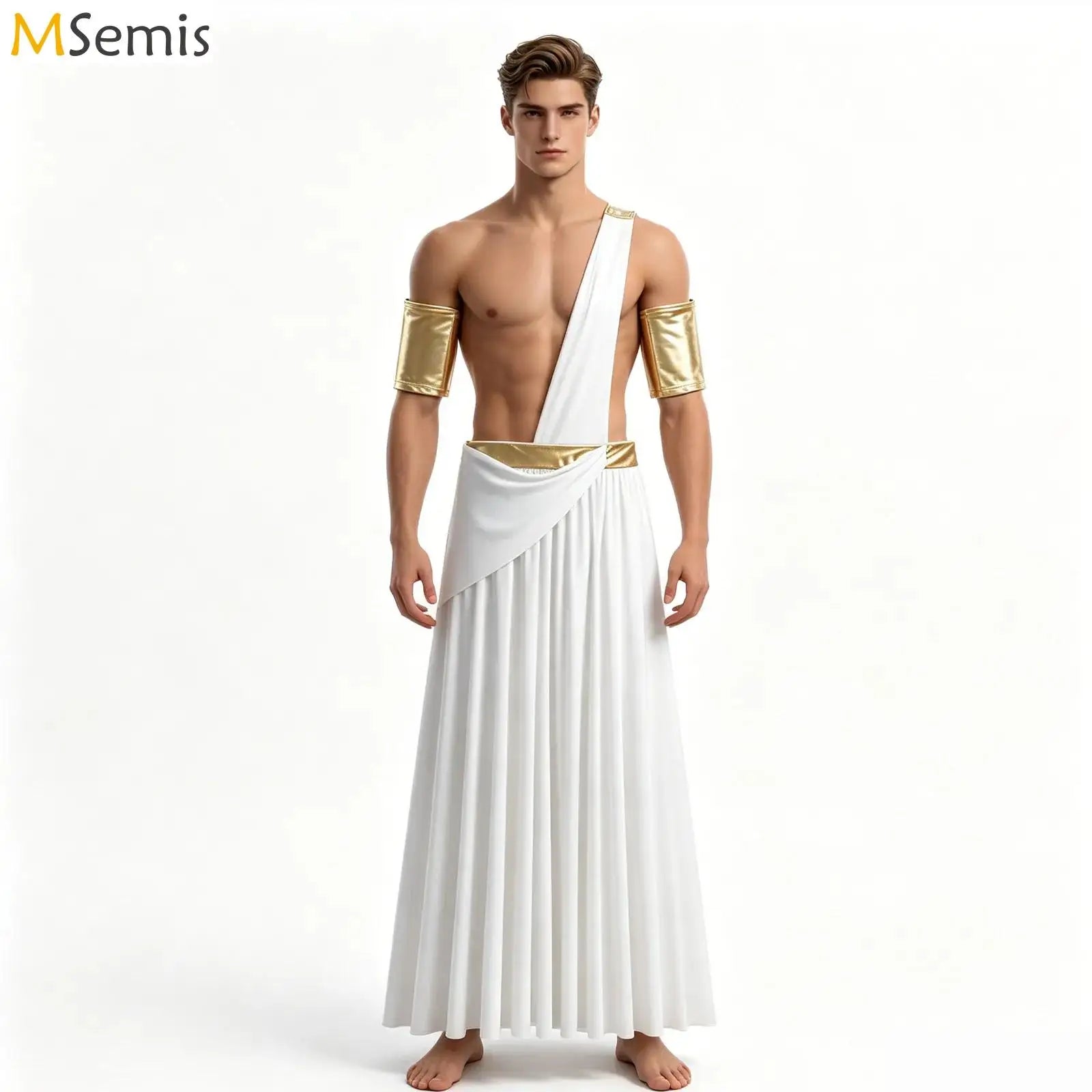 Mens Ancient Greece God Roman Prince Emperor Cosplay Costumes Halloween Greek Robe Warrior Gladiator Toga - product image 1