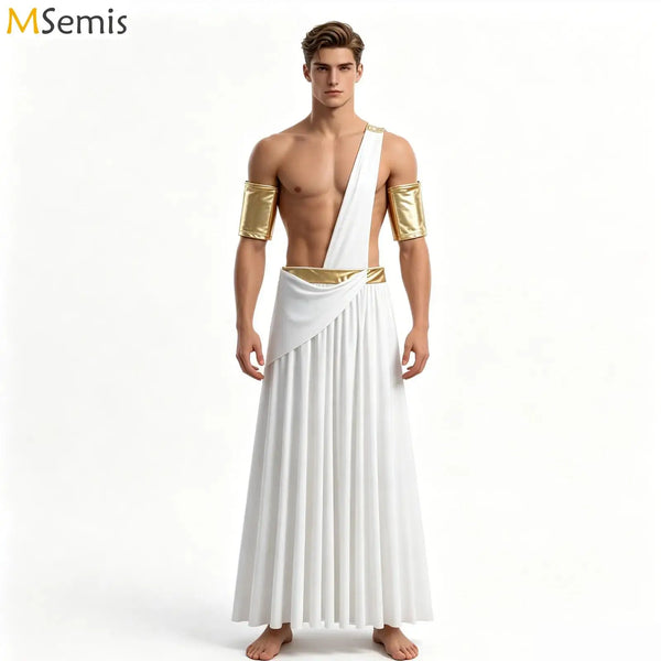 Mens Ancient Greece God Roman Prince Emperor Cosplay Costumes Halloween Greek Robe Warrior Gladiator Toga - product image 1