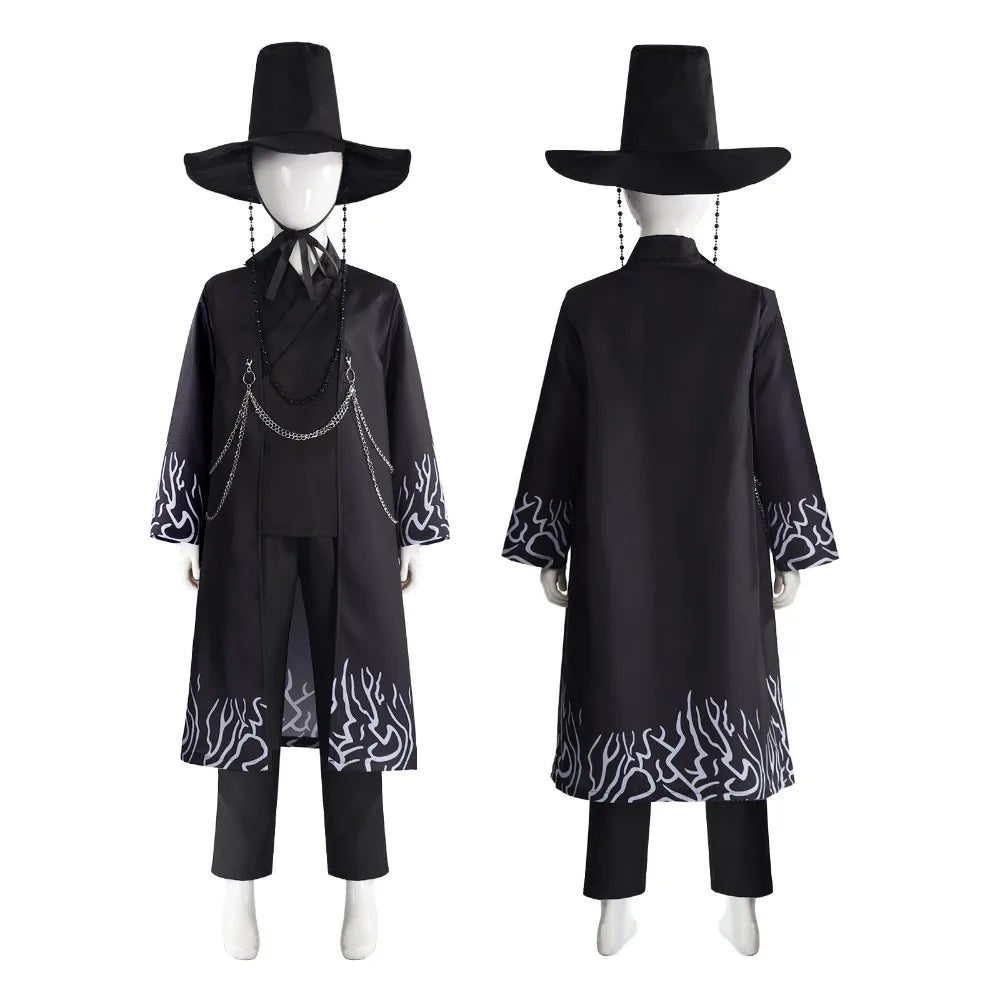 Halloween Men's Costumes Include Costumes Coats Pants Headgear and Accessories - black / Kids height120-51.2 in (130 cm)